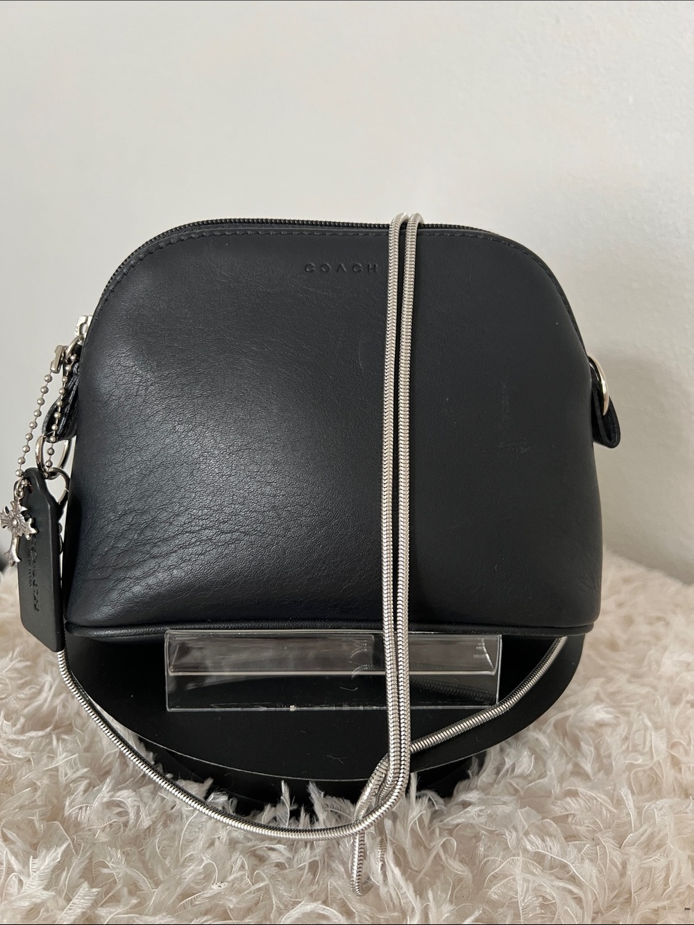 COACH Vintage Black Leather Upgraded Cosmetic Pouch